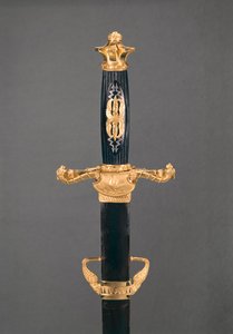 Egy parancsnok kétélű kardjának markolata a Saint Cloud-i puccs idején, brumaire és 8-án (1799. november 9.) (fém) (lásd még: 391164) 8:Napoleon Bonaparte (1769-1821);glaive de com